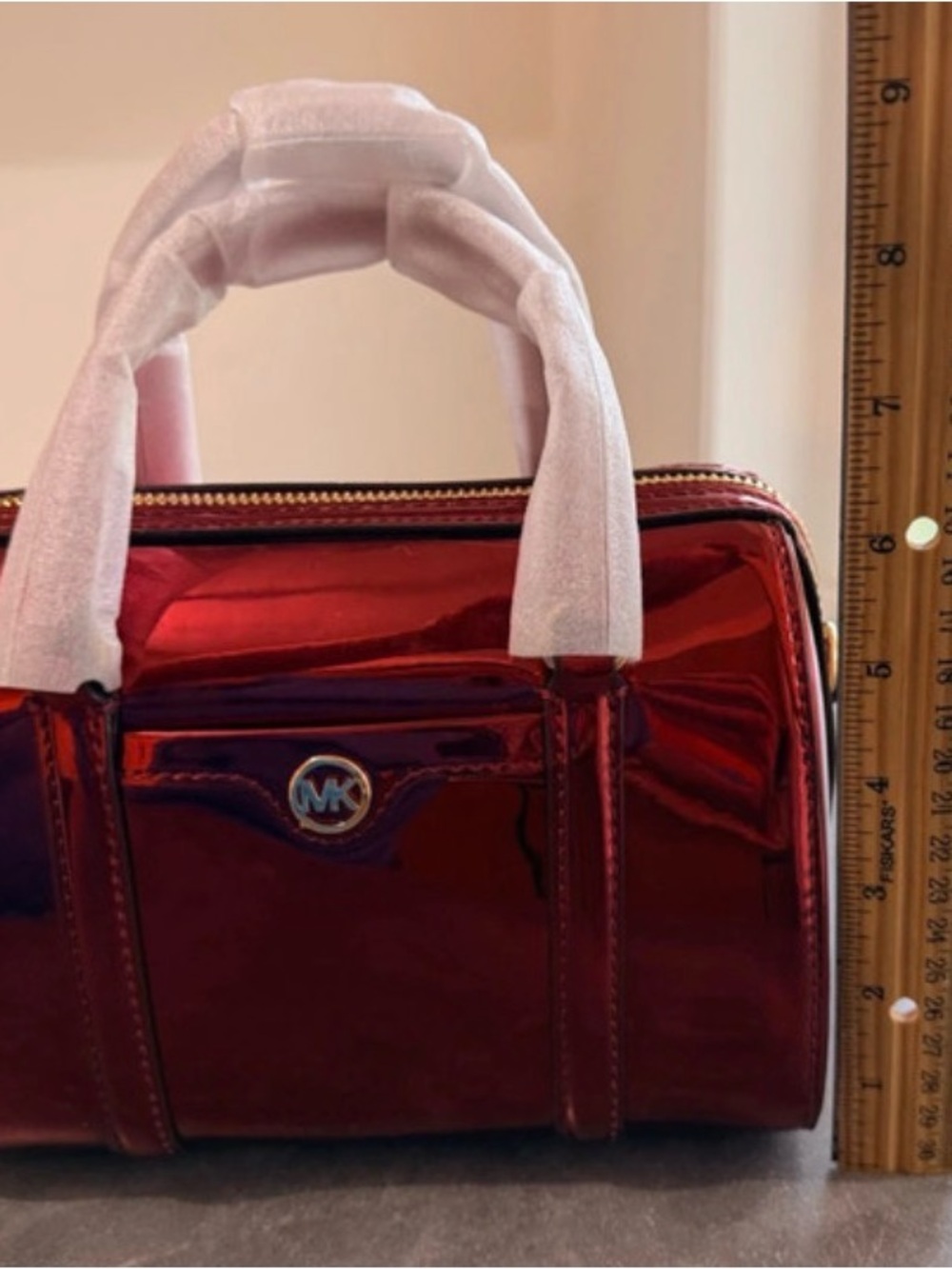 Michael Kors Metallic Red wine Mini Bowling Satchel Michael Kors Crossbody New - Picture 6 of 12